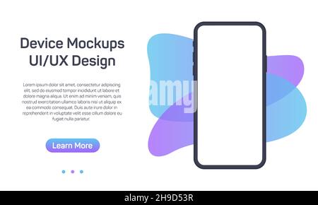 Smartphone senza cornice. Cellulare mockup con schermo vuoto. Design UI, UX. Illustrazione vettoriale, dispositivo digitale, modello digitale Illustrazione Vettoriale