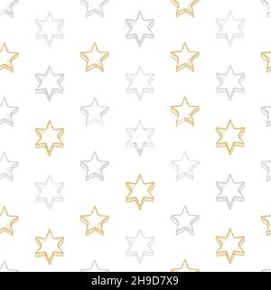 Tessitura vettoriale dei biscotti di zenzero della stella. Motivo a stella disegnato a mano senza giunture. Illustrazione Vettoriale