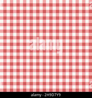 Ristorante rosso bianco, modello tovaglia. Motivo a plaid in stile vintage. Grafica vettoriale a scacchi texture rustica. Illustrazione Vettoriale
