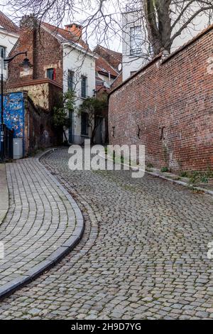 Via Petite Rue Malibran a Bruxelles, capitale del Belgio Foto Stock