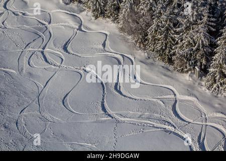 Piste da snowboard a Dolni Morava, Repubblica Ceca Foto Stock