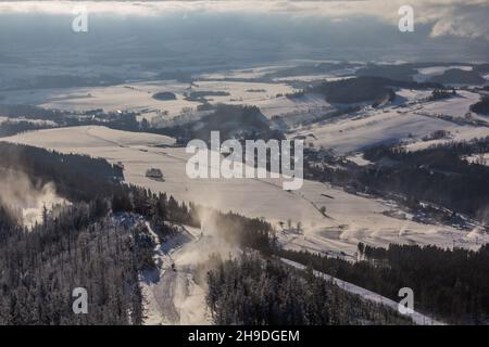 Vista invernale della valle di Dolni Morava, Repubblica Ceca Foto Stock