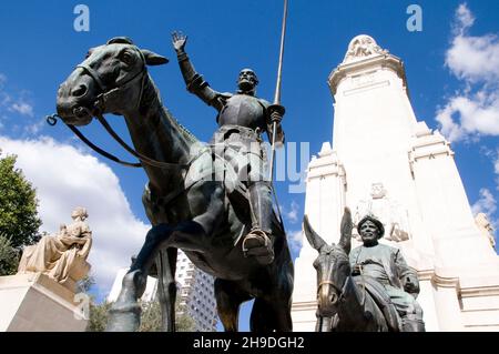 Statua di Don Chisciotte a Madrid, Spagna Foto Stock