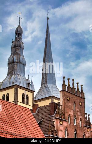 Municipio e chiesa San Nikolai, Lemgo, Renania Settentrionale-Vestfalia, Germania, Europa Foto Stock