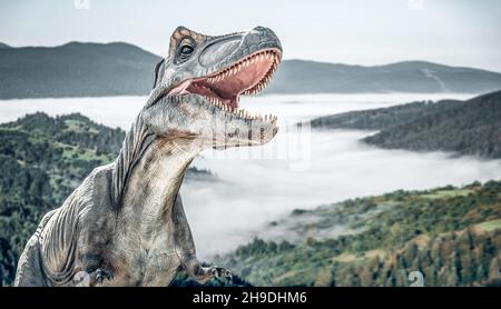 Dinosauro sullo sfondo del mondo antico. Foto Stock