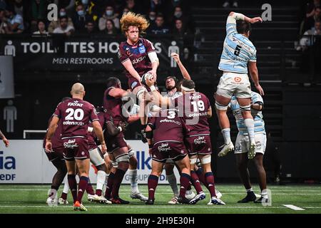Thomas JOLMES di Bordeaux durante il campionato francese Top 14 gara di rugby tra Racing 92 e Union Bordeaux-Bègles il 28 novembre 2021 a Parigi la Défense Arena di Nanterre, Francia - Foto Matthieu Mirville / DPPI Foto Stock