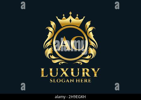 AC Letter Royal Luxury Logo template in grafica vettoriale per progetti di branding di lusso e altre illustrazioni vettoriali. Illustrazione Vettoriale