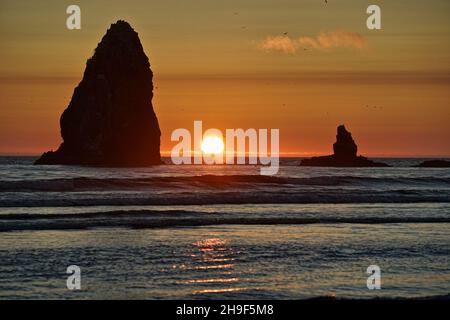 Vista da Cannon Beach Oregon Foto Stock