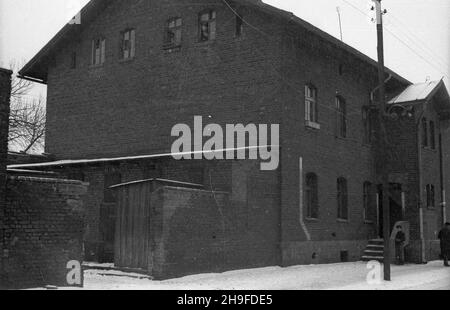 Katowice, 1948-02. Tradycyjny XIX-wieczny budynek mieszkalny dla górników, tzw. Familok. Domy takie pozbawione by³y kanalizacji, posiada³y za to wspólny wodoci¹g, co wyró¿nia³o je na tle innych kamienic czynszowych. po/gr PAP Dok³adny dzieñ wydarzenia nieustalony. Katowice, febbraio 1948. Le case tradizionali del 19 ° secolo per i minatori. Le case erano prive di sistemi di sudorazione, ma avevano un sistema di approvvigionamento idrico comune che le differiva dalle case di abitazione. po/gr PAP Foto Stock