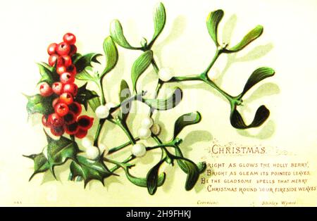 Natale vittoriano - Mistletoe e Holly - Natale bacio Foto Stock