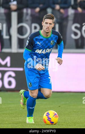 La Spezia, Italia. 05 dicembre 2021. Geogios Kyruakopolus (Sassuolo) durante Spezia Calcio vs US Sassuolo, Campionato italiano di calcio A Match a la Spezia, Italia, Dicembre 05 2021 Credit: Agenzia indipendente di Foto/Alamy Live News Foto Stock