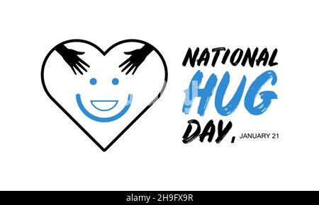Gennaio 21 - disegno di scritta per il giorno nazionale di hugging. Disegno di illustrazione vettoriale per la bandiera, il manifesto, la maglietta, la scheda. Illustrazione Vettoriale