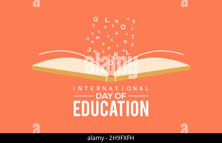 Modello vettoriale Giornata Internazionale dell'Educazione. 24 Gennaio disegno per tema giorno di educazione. Illustrazione Vettoriale
