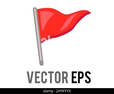 L'icona a bandiera rossa a gradiente triangolare del vettore isolato con il polo in argento. Più comunemente associato con il golf, come mostrato nella bandiera in emoji buco. Illustrazione Vettoriale