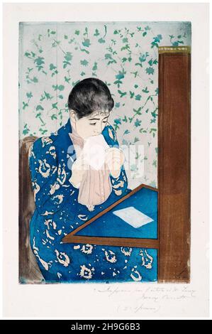 Mary Cassatt, la lettera, drypoint e stampa acquatinta, 1890-1891 Foto Stock