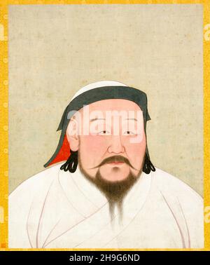 Kublai Khan (1215-1294), imperatore dell'Impero Mongolo (1260-1294), ritratto di Araniko (Anige), 1294 Foto Stock