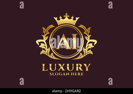 Ai Letter Royal Luxury Logo template in Vector art per progetti di branding di lusso e altre illustrazioni vettoriali. Illustrazione Vettoriale