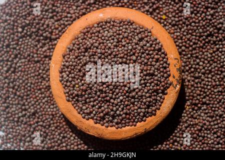 olio di semi di senape e di senape Foto Stock