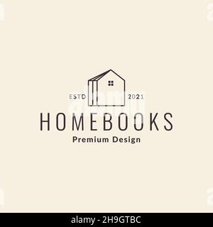 libro in layout con home hipster logo simbolo icona vettore grafico disegno illustrazione idea creativa Illustrazione Vettoriale