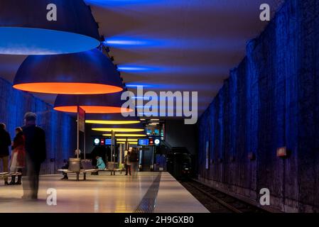 Stazione della metropolitana panoramica Westfriedhof a Monaco, Baviera, Germania Foto Stock