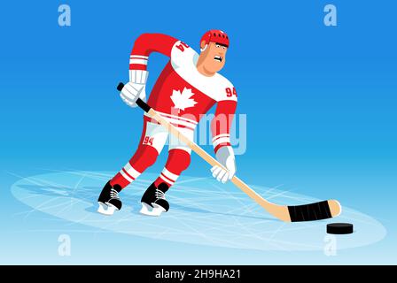 Il giocatore di hockey è il puck principale Illustrazione Vettoriale
