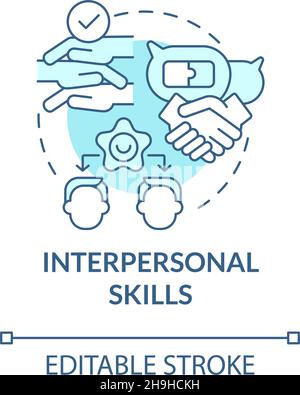 Abilità interpersonali turchese concetto icona blu Illustrazione Vettoriale