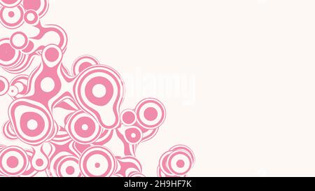 Metaball Liquid 3D lollipop, con struttura organica. Astratto vettore caramella sfondo. Forme rosa fluide e divertenti. Illustrazione Vettoriale