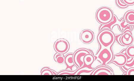 Metaball Liquid 3D lollipop, con struttura organica. Astratto vettore caramella sfondo. Forme rosa fluide e divertenti. Illustrazione Vettoriale