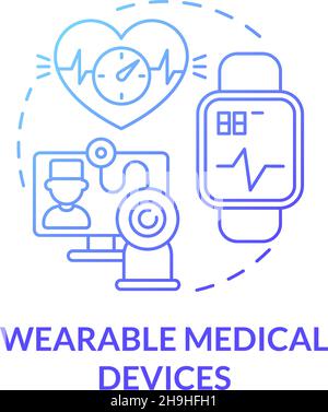 Icona del concetto di gradiente blu dei dispositivi medici indossabili Illustrazione Vettoriale