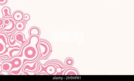 Metaball Liquid 3D lollipop, con struttura organica. Astratto vettore caramella sfondo. Forme rosa fluide e divertenti. Illustrazione Vettoriale