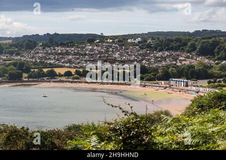 BROADSANDS, DEVON, Regno Unito - LUGLIO 28 : Vista attraverso la baia a BroadSands Beach in Devon il 28 Luglio 2012. Persone non identificate Foto Stock