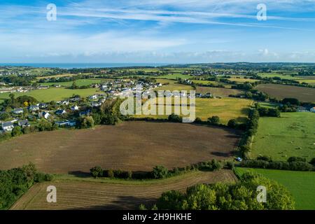 Hillion (Bretagna, Francia nord-occidentale) : veduta aerea della campagna nella baia di Saint-Brieuc Foto Stock