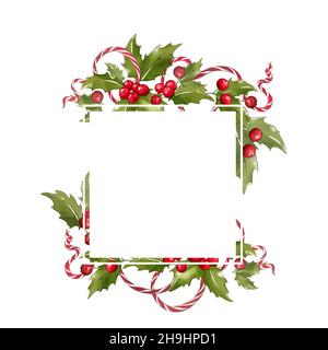 Cornice natalizia in vischio e nastro. Decorazione festiva Foto Stock