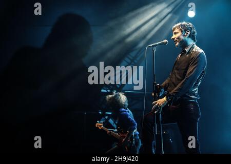 Mercury Rev in prima linea giorno 2 del festival Green Man 2014 a Glanusk Park, South Wales Foto Stock