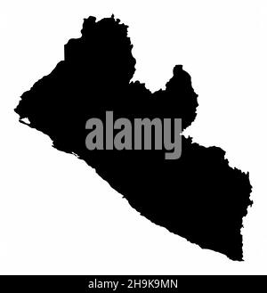 Liberia silhouette mappa isolato su sfondo bianco Illustrazione Vettoriale