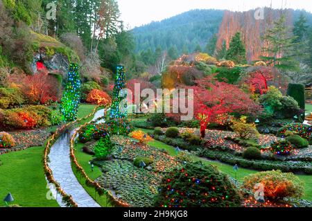 Giardini affondati nei giardini Butchart di Victoria BC, Canada Foto Stock