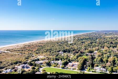 Vista aerea della spiaggia di Amagansett e vicino Foto Stock