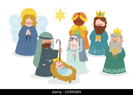 rappresentazione grafica vettoriale piatta del concetto di presepe Illustrazione Vettoriale