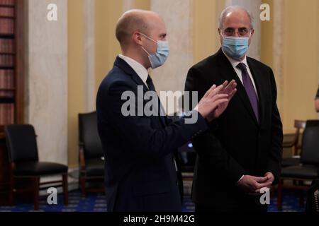 Washington, Stati Uniti. 7 dicembre 2021. IL generale dell'ispettore della polizia del Campidoglio DEGLI STATI UNITI Michael Bolton durante un'audizione circa l'attacco del 06 gennaio al Campidoglio, al Senato di Russell/Capitol Hill a Washington DC, USA. Credit: SOPA Images Limited/Alamy Live News Foto Stock