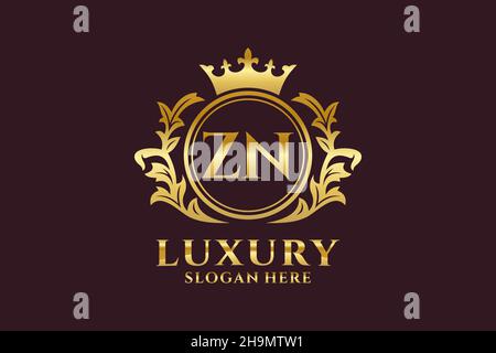 MODELLO ZN Letter Royal Luxury Logo in Vector art per progetti di branding di lusso e altre illustrazioni vettoriali. Illustrazione Vettoriale