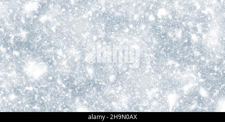 Sfondo grigio astratto con fiocchi di neve cadenti. 2d illustrazione Foto Stock