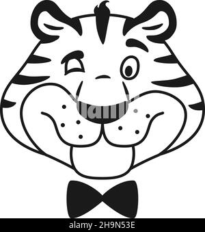 Profilo bianco e nero che avvolgiano la faccia della tigre Illustrazione Vettoriale