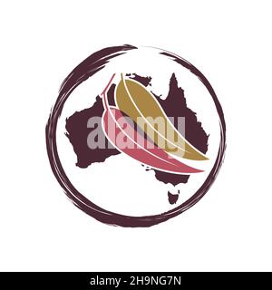 Design australiano del logo del cerchio di foglie Foto Stock