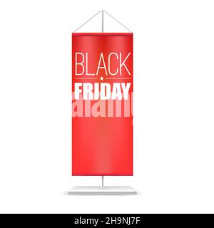 Pennant rosso verticale per le azioni del Black Friday. Illustrazione Vettoriale