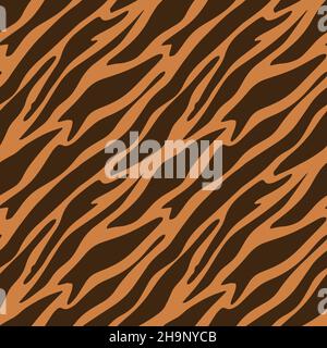 tiger animalistico motivo senza cuciture con strisce e macchie, stampa moderna animale. Illustrazione Vettoriale