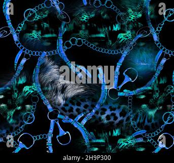 Sfondo orizzontale in stile artistico digitale. Può essere usato come sfondo desktop, Abstract pattern frattale. Texture frattale per l'arte e il design. Stampa per Foto Stock