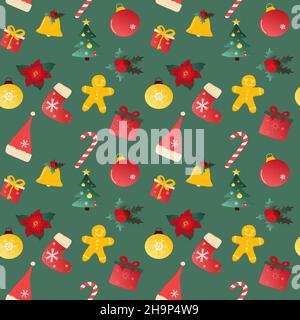 Sketchy vector disegnati a mano doodle cartoon set di oggetti e simboli sul nuovo anno e tema natalizio. Un grande insieme di elementi di festa per il biglietto di auguri Foto Stock