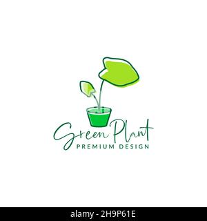 astratto giardinaggio pianta verde taro logo simbolo icona vettore grafico disegno illustrazione idea creativa Illustrazione Vettoriale