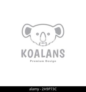 testa faccia animale cute koala grigio logo simbolo icona vettore grafico disegno illustrazione idea creativa Illustrazione Vettoriale