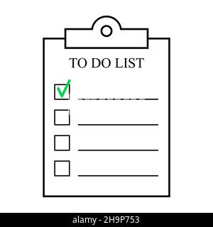Clipboard witch Checklist (elenco di controllo degli appunti), icona della linea della lista dei desideri. Tratto modificabile. Elenco attività. Illustrazione Vettoriale